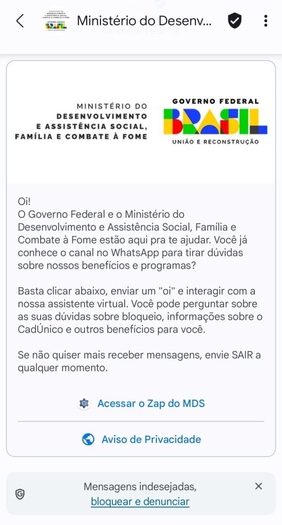 "Acessar o Zap do MDS": posso confiar nessa mensagem do WhatsApp? Muito cuidado antes de clicar